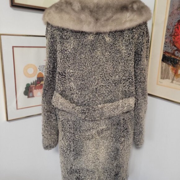Vintage 1940's Persian Lamb Grey Coat with Mink Collar - Picture 4 of 6
